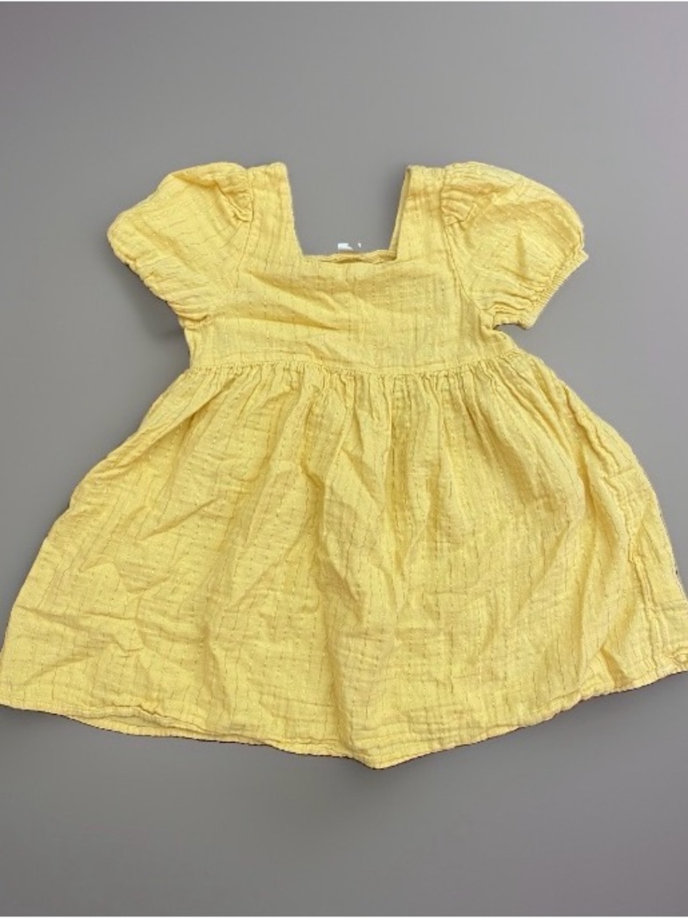 BabyGap Yellow Cotton Gauze Dress Puff Sleeve Square Neck  - Size 5 Yrs